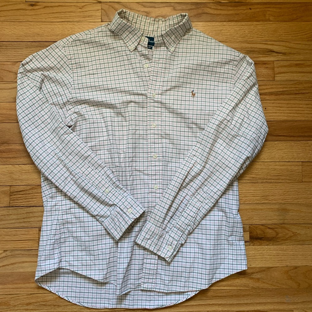 Ralph Lauren Plaid Cream Button Down Long Sleeve Size XL. Custom Fit - Picture 1 of 7